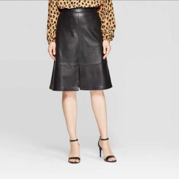 COPY - A New Day Women's NWT Vegan Leather Knee Length Skirt Black Size 16 A-Li… - Picture 1 of 13